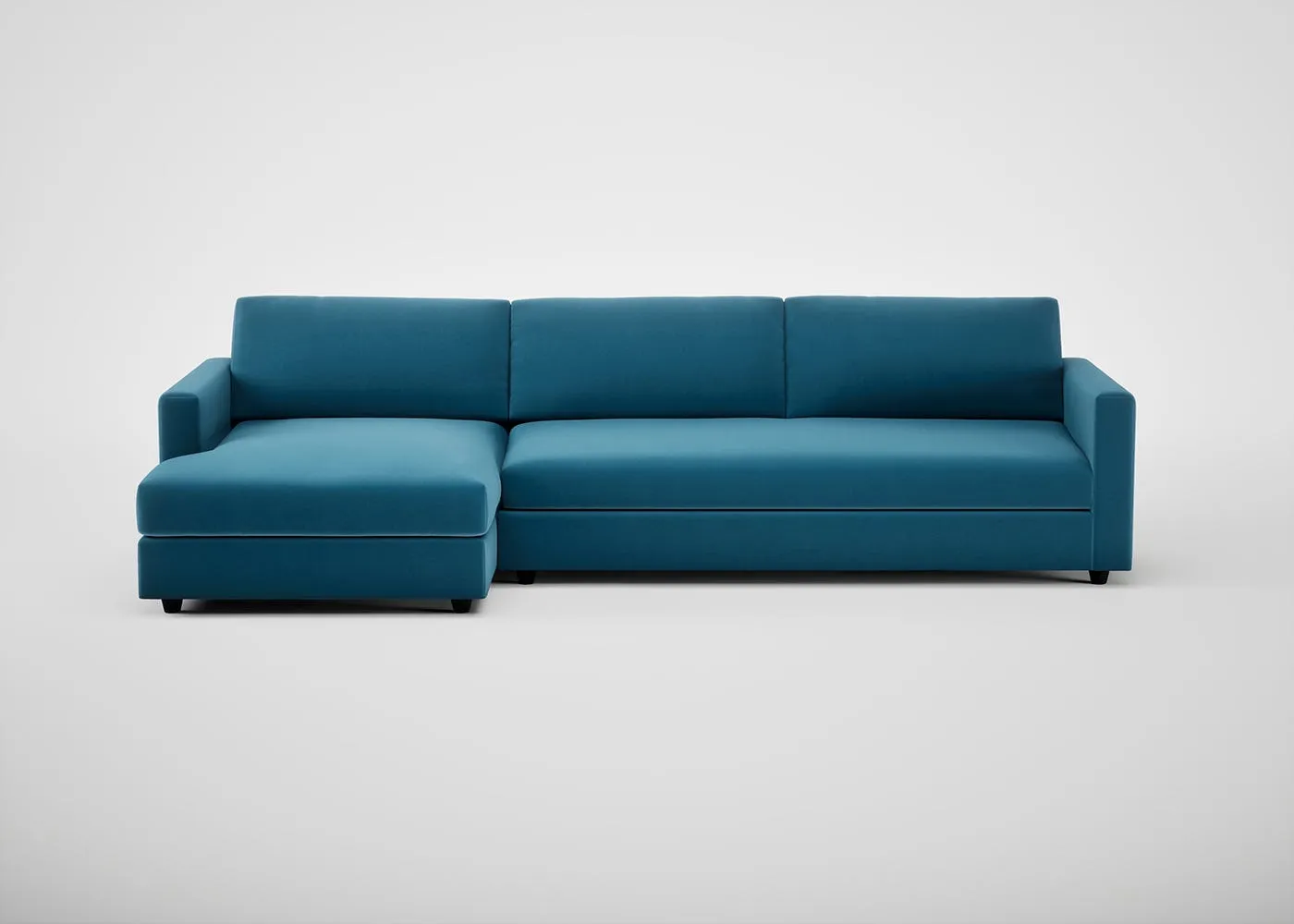 Heal's Nimbus II LHF 4 Seater Corner Chaise Smart Velvet Ocean Black Feet 1