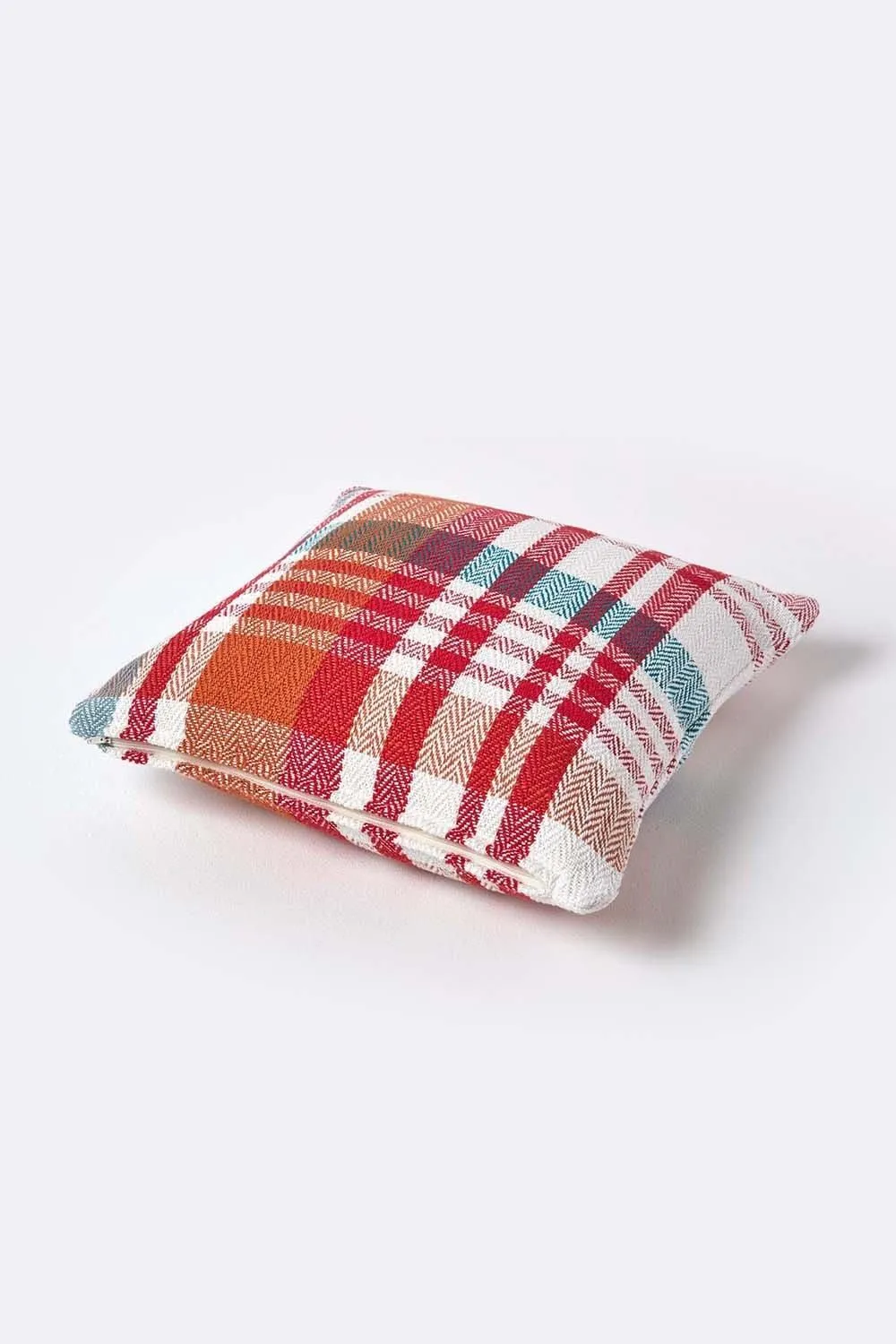 Homescapes Tartan 100% Cotton Falun Cushion Cover in Red 3