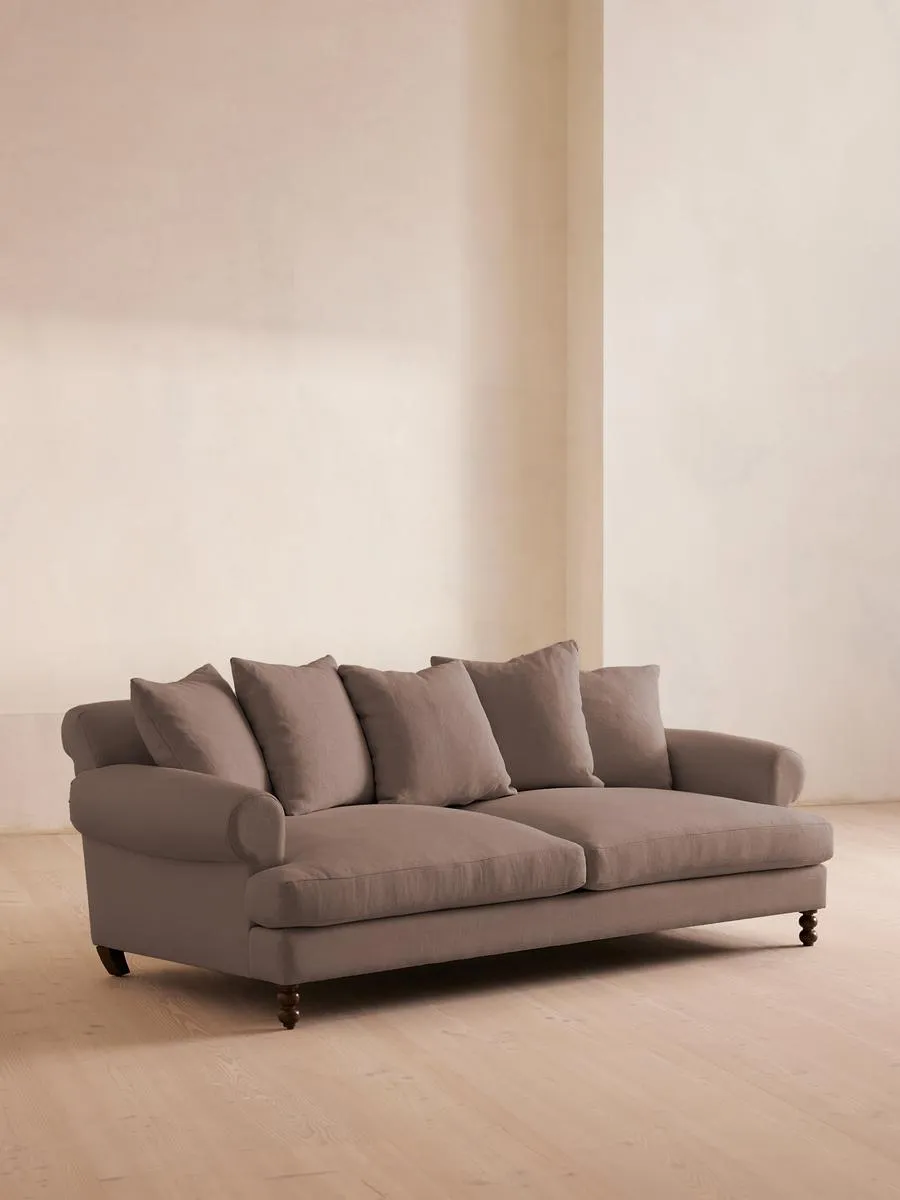 Audrey Three Seater Sofa, Linen, Mushroom