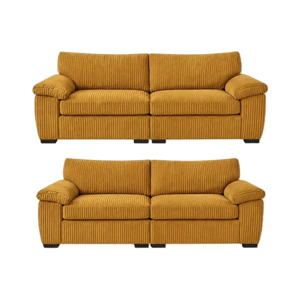 Bliss Furniture Amalfi 3+2 Seater Split Sofa Soft Fabric in Mustard