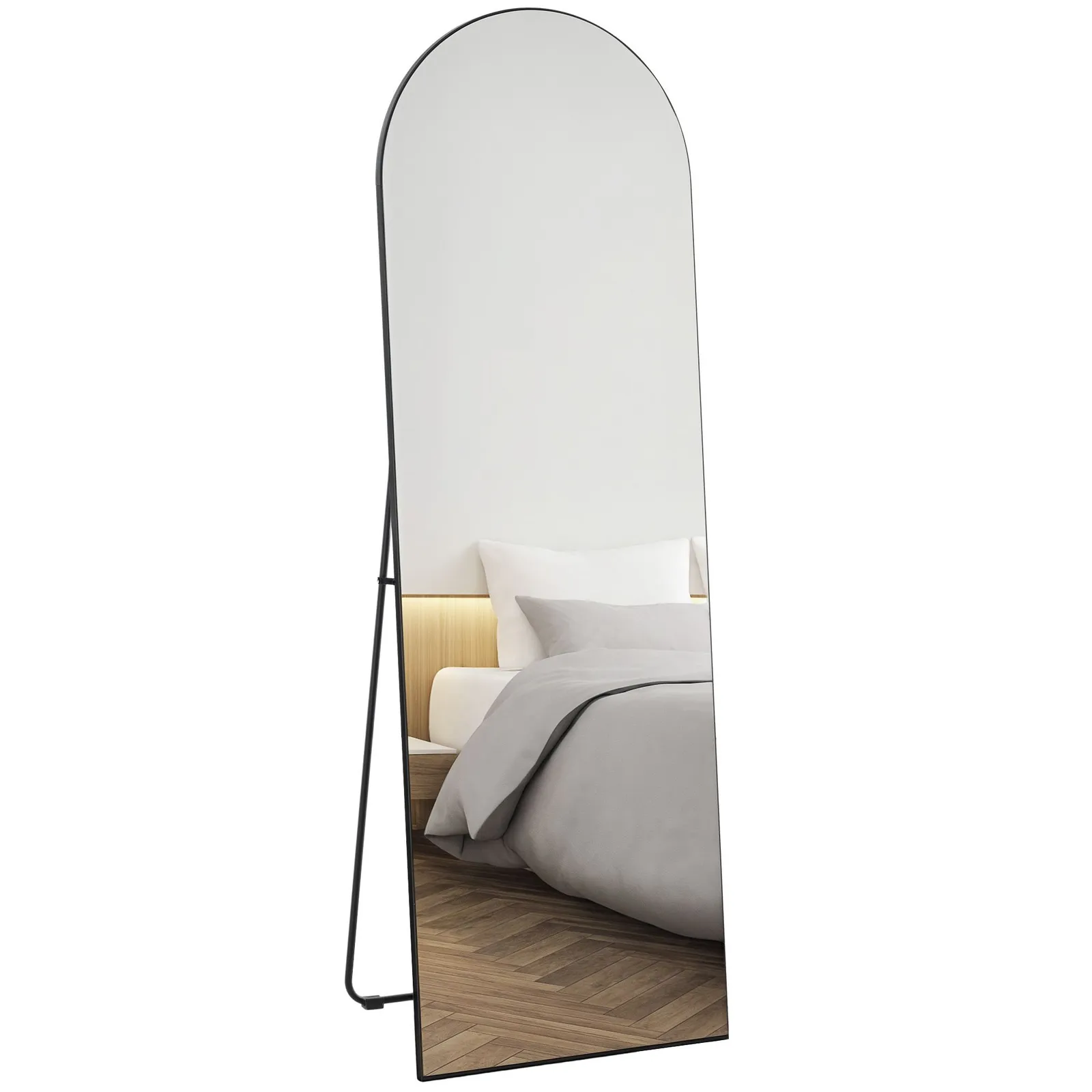 HOMCOM Floor Mirror Wall Mount Leaning Standing Mirror 50 x 150cm in Black 2