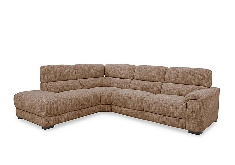 Nova Fabric Left Hand Facing Chaise End Sofa - Light Brown