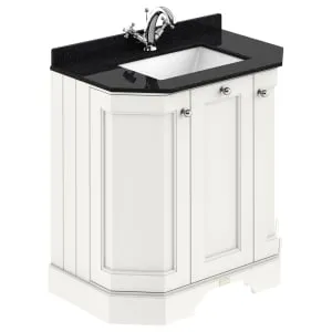 Bayswater Victrion Pointing White Angled Traditional Freestanding Vanity Unit & Black Marble Top Basin - 750mm