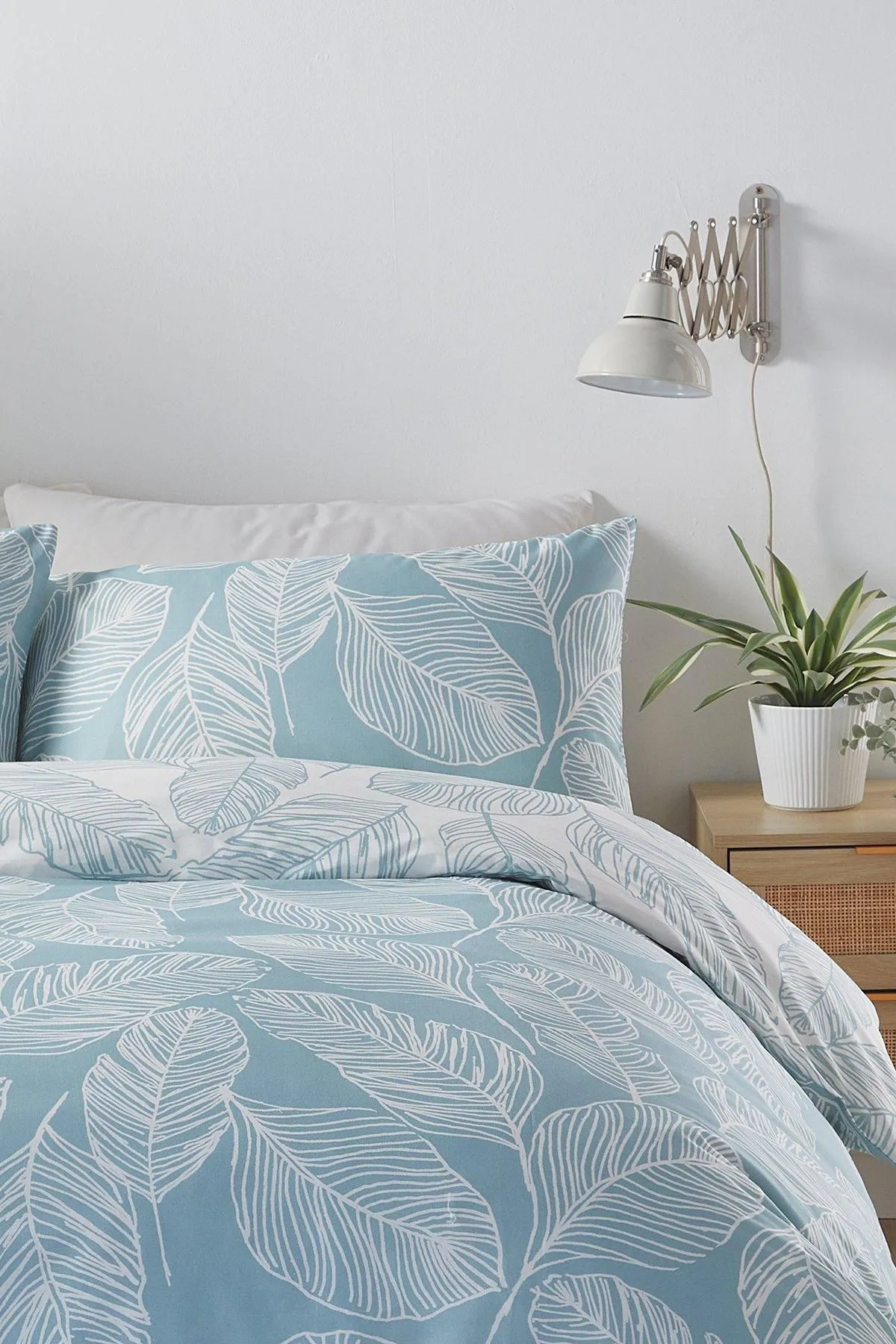 Fusion 'Matteo' Botanical Print Duvet Cover Set in Duck Egg Blue 2