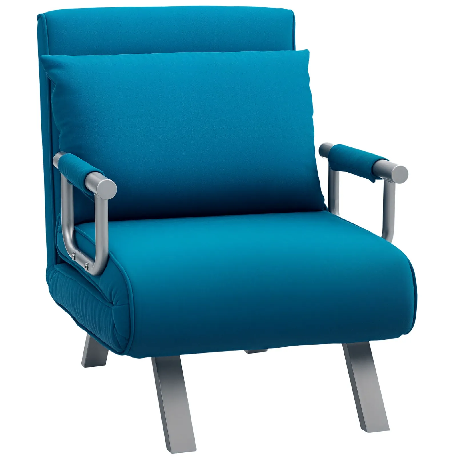 HOMCOM Single Folding 5 Position Convertible Guest Sleeper Chair Bed, Blue 2