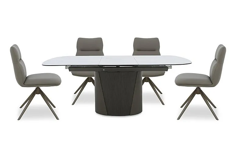 Icon White Extending Dining Table and 4 Diva Chairs with Bronze Legs - 160-cm