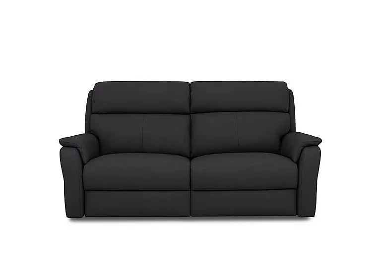 Vito Leather 3 Seater Recliner Sofa with Headrests and Power Lumbar - Botero Nero