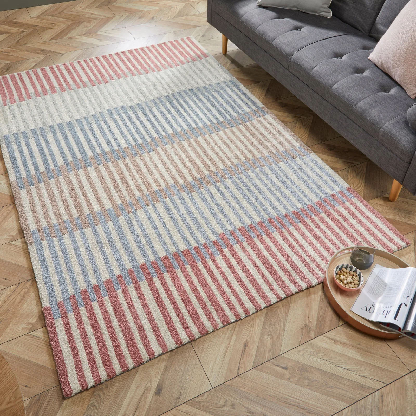 Linear Stripe Rug Linear Stripe Grey Terracotta