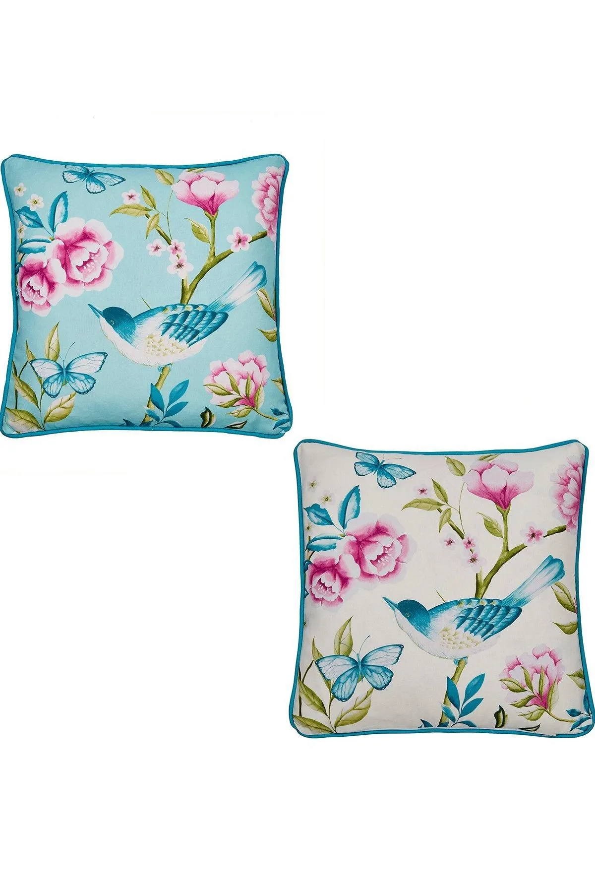 Dreams & Drapes 'Amelle' Outdoor Water & UV Resistant Garden Filled Bench Cushion in Blue 4
