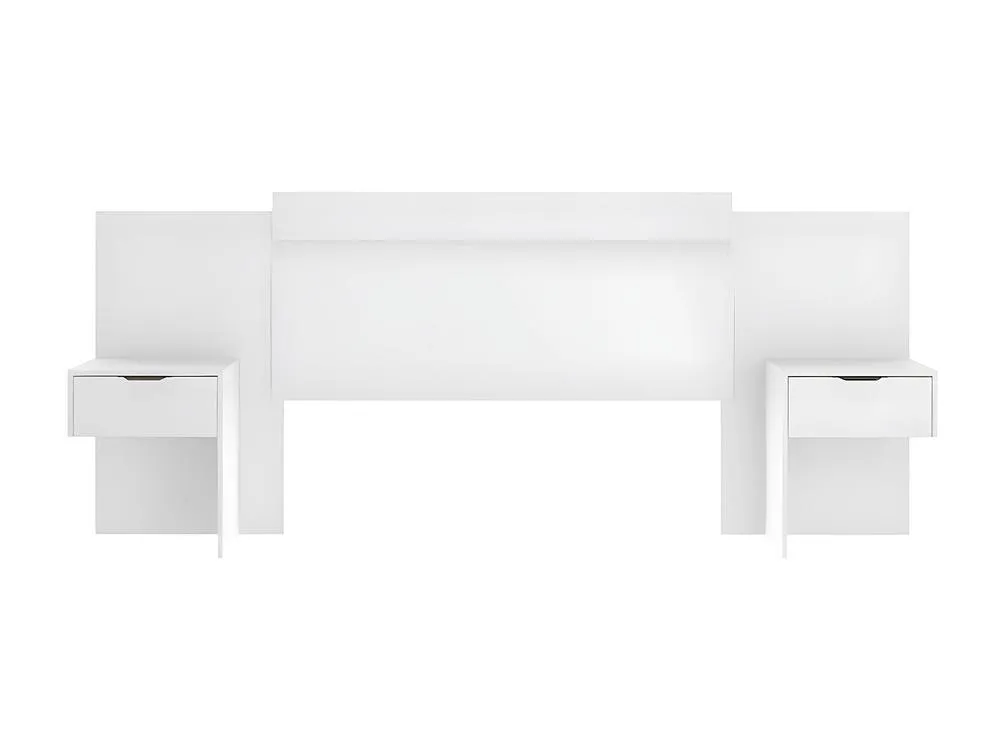 Vente-unique Extendable Headboard With Bedside Tables - 140/160 Cm - White - PARATI 5