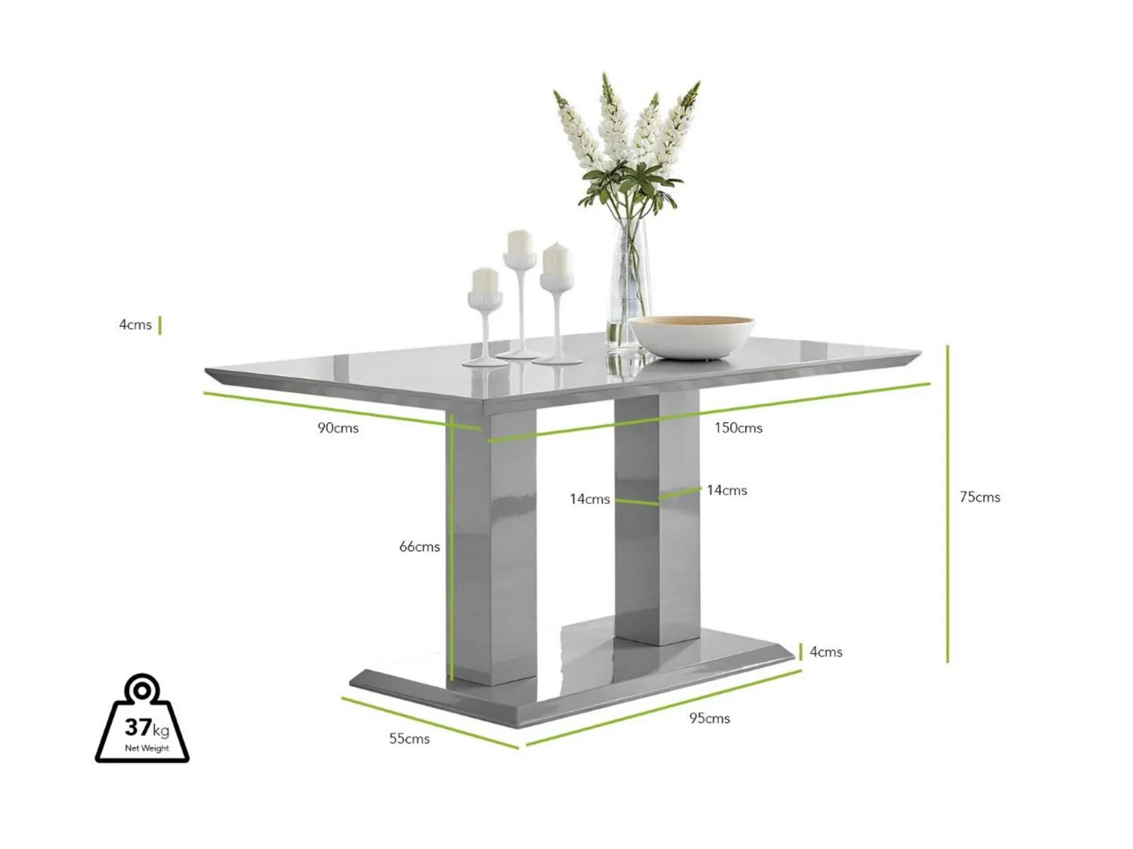 FurnitureboxUK Imperia Grey Modern High Gloss Dining Table & 6 Milan Dining Chairs Set in Mustard 6