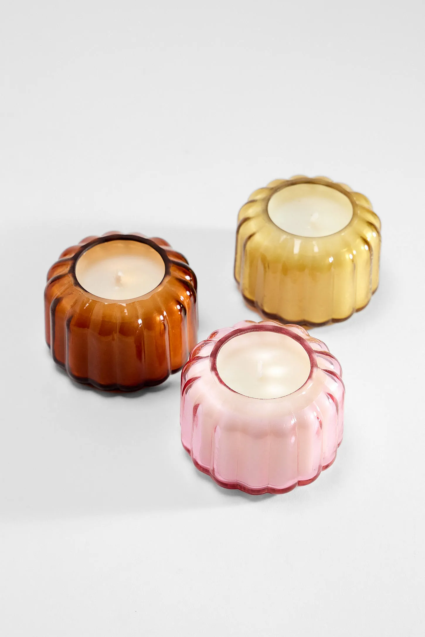 Paddywax Ripple Desert Peach Glass Candle ALL 3