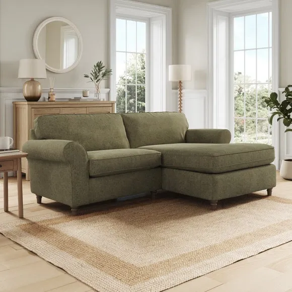 Flori Soft Chenille Corner Chaise Sofa 1