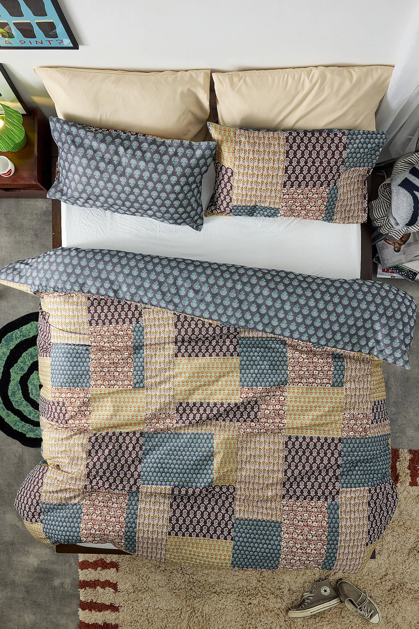 Block Print Patchwork Reversible Duvet Set