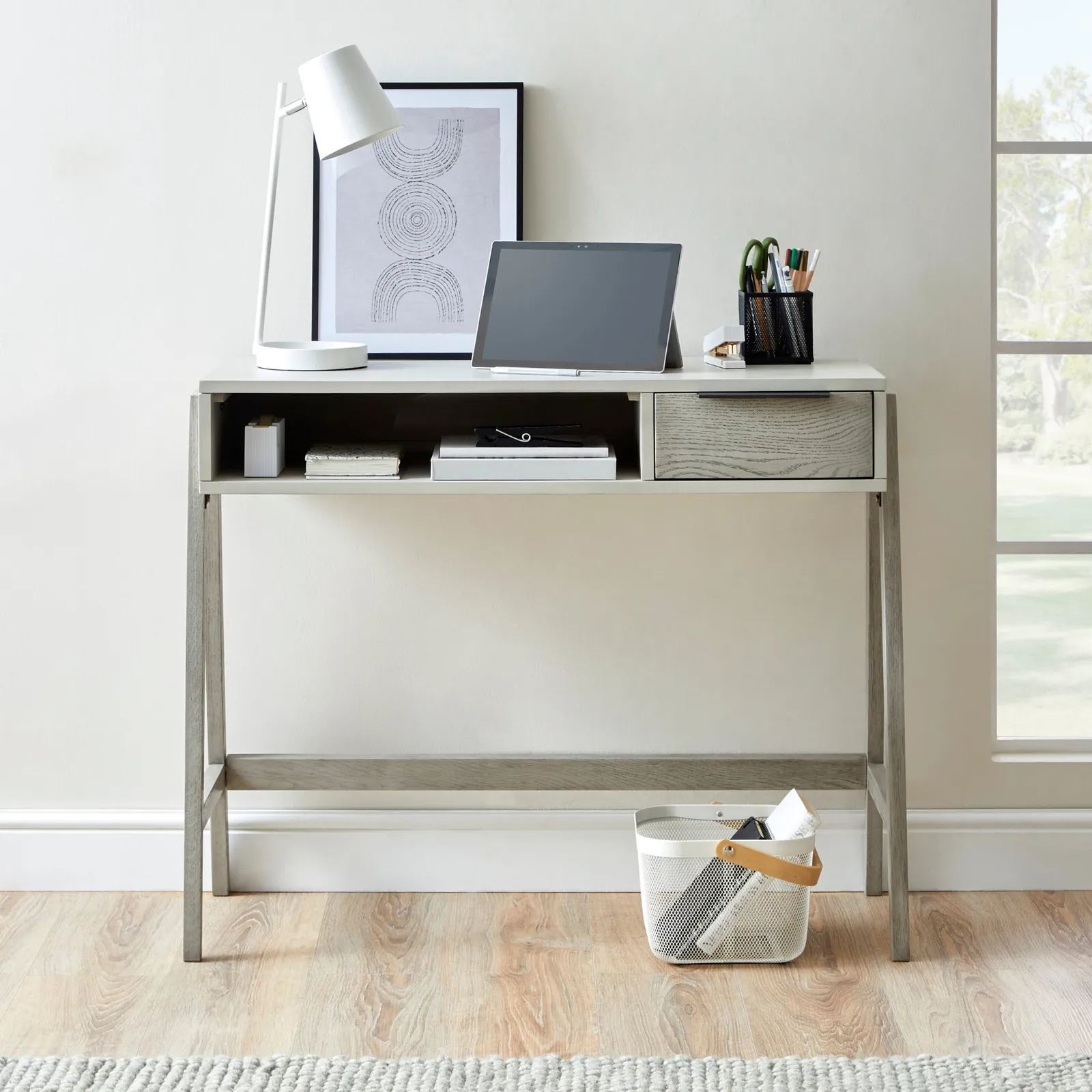 Rogan Concrete Effect Desk Grey