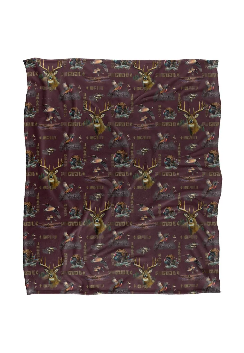 JQ Licensing Cf-Jp Big Game Deer, Ducks, Turkey, Pheasant Hunting Pattern Silky Touch Super Soft Throw Blanket 152 X 127 cm in White