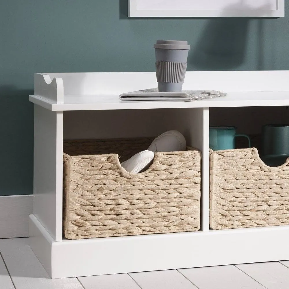 Nöa and Nani Stockholm Storage Bench with 3 Brown Baskets in White 2