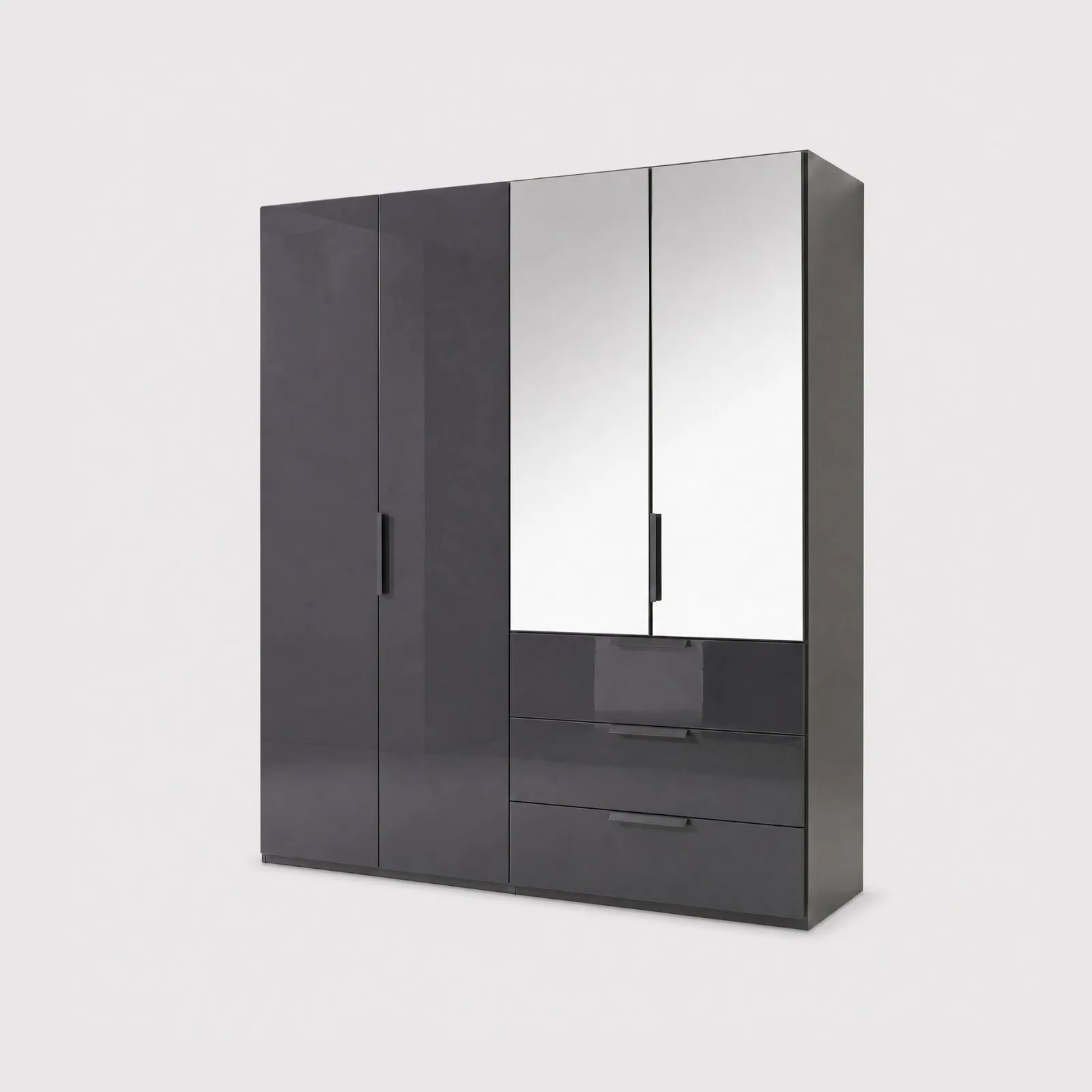Atlanta 4 Door 3 Drawer Wardrobe 201Cm Height 223Cm, Black | Barker & Stonehouse 1
