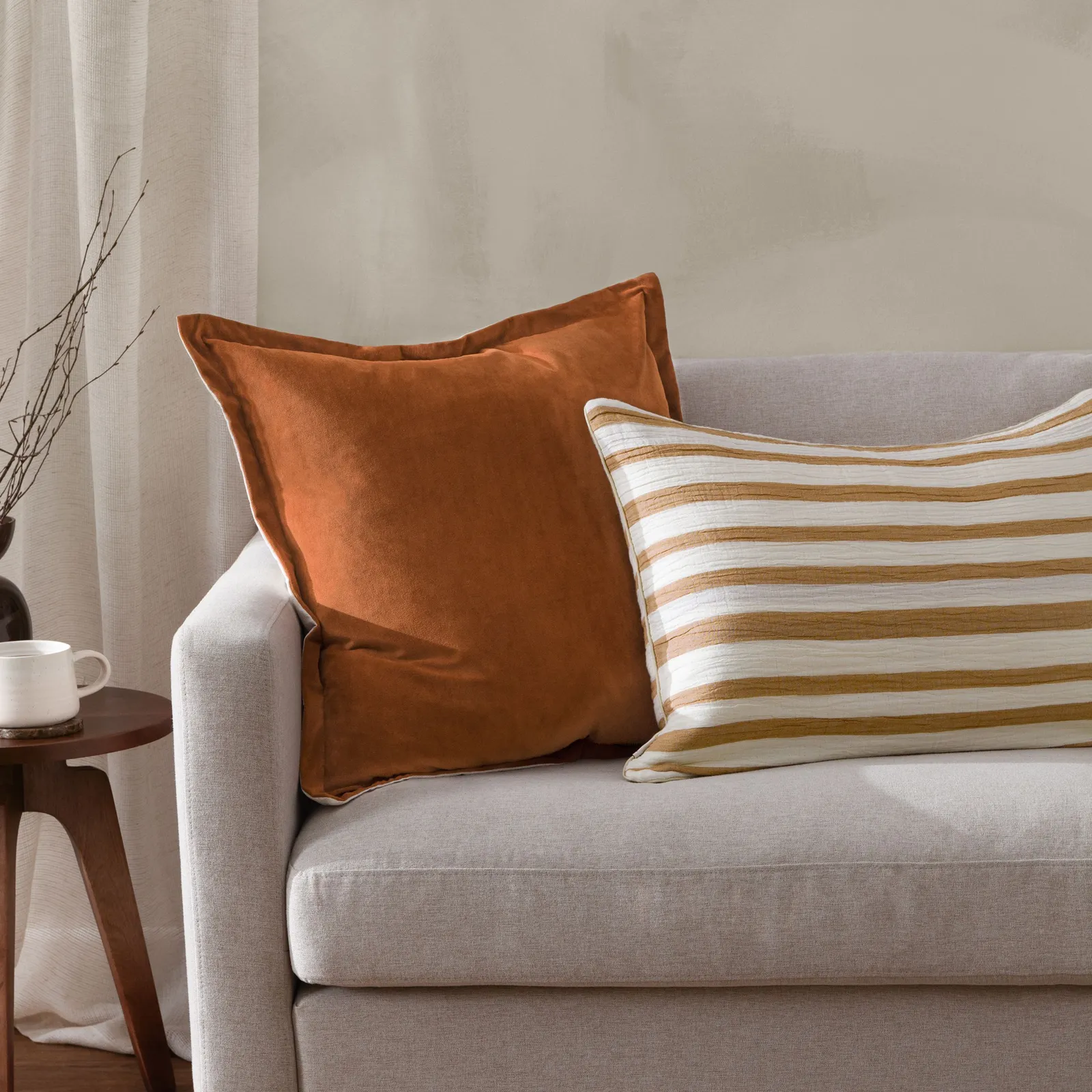 Yard Merton Velvet Cushion in Burnt Orange 6