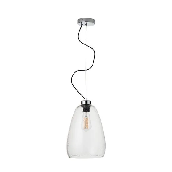 Pacific Lifestyle Beja Organic Shape Tall Clear Bubble Glass Pendant, Clear 3
