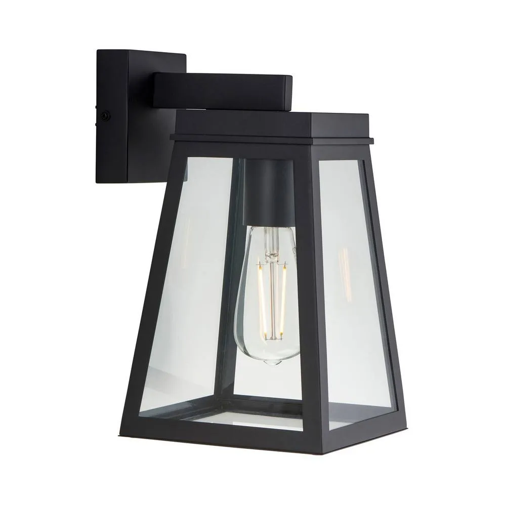 Netlighting Lymington Outdoor Wall Lantern Textured Black & Clear Glass E27