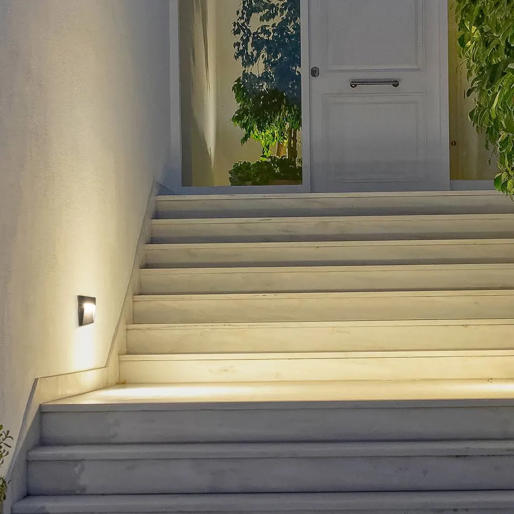 Netlighting Nod Square LED Outdoor Recessed Wall Lamp Black Opal 3000K IP65 2