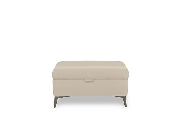 Ezra Leather Storage Footstool - Bone China