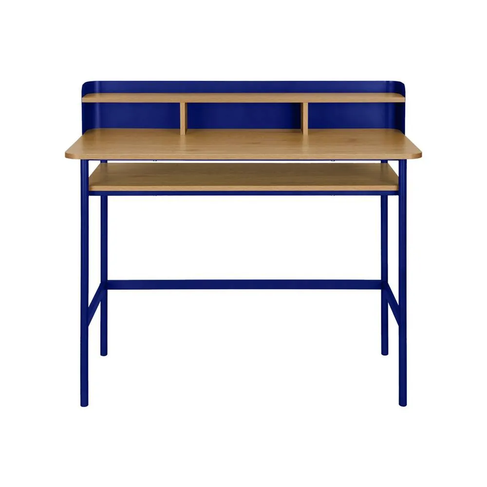 sweeek Metal desk with wood decor 3 niches in Blue 3