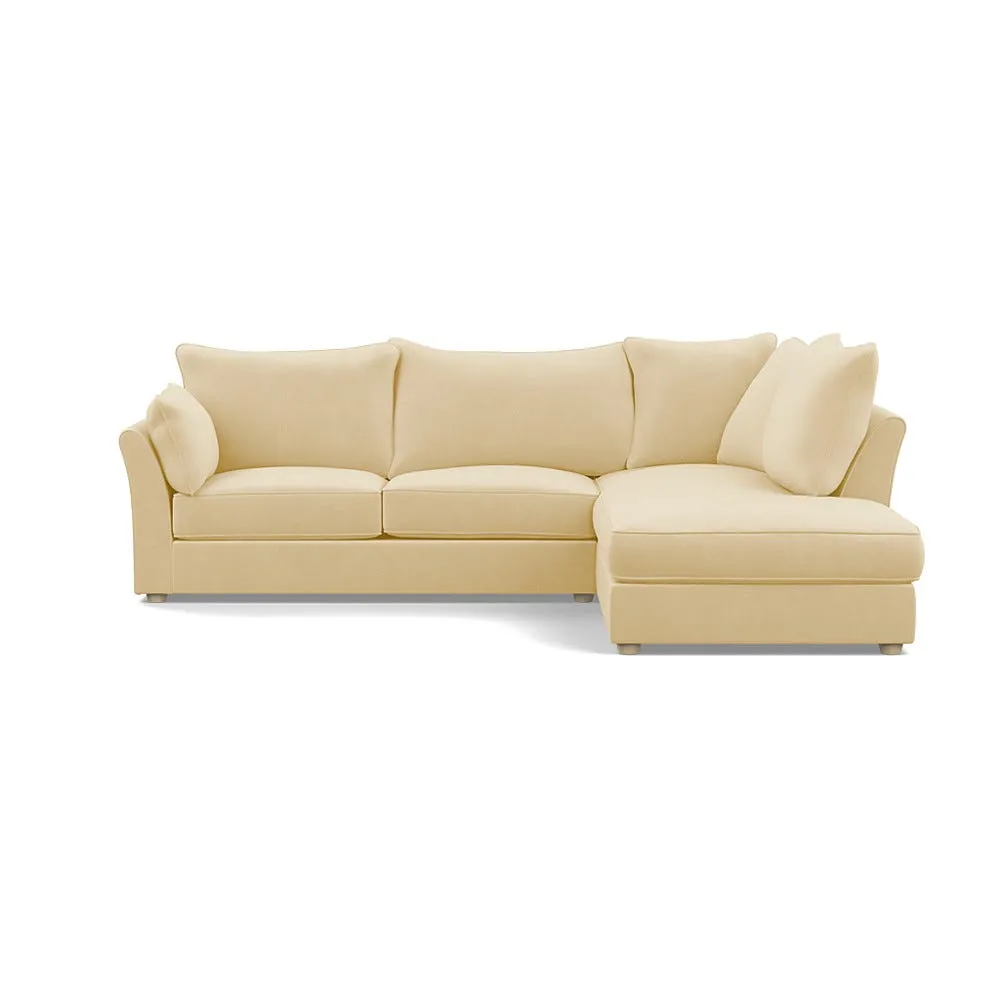 Heal's Tailor Right Hand Facing Corner Sofa Smart Luxe Velvet Biscuit Natural Feet 1
