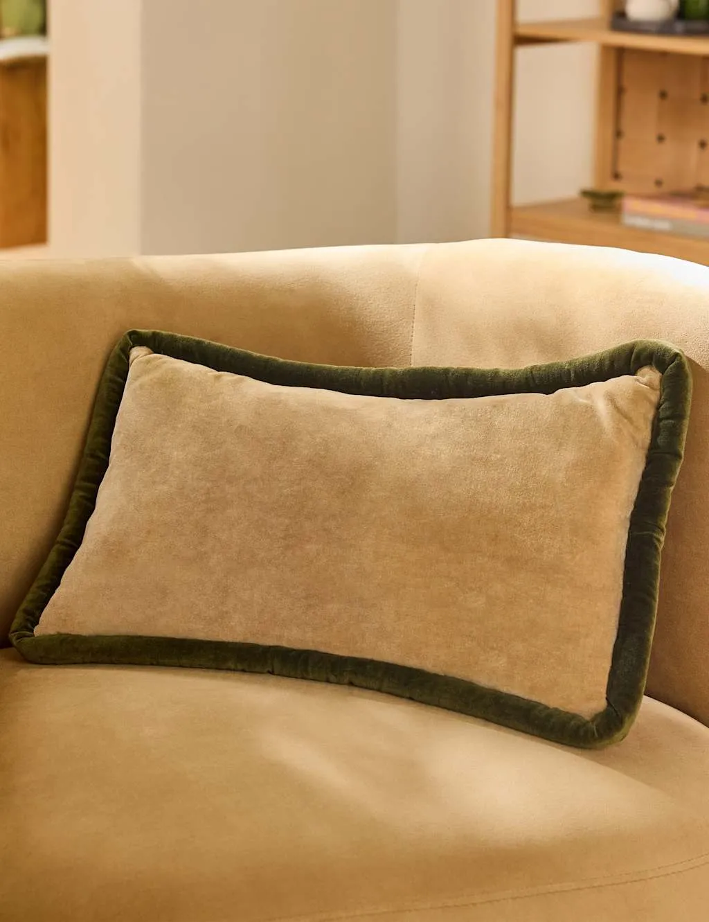 MADE Velvet Huxley Cushion Cream Mix