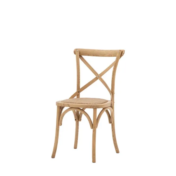 Cannock Set of 2 Dining Chairs, Oak & Rattan 4