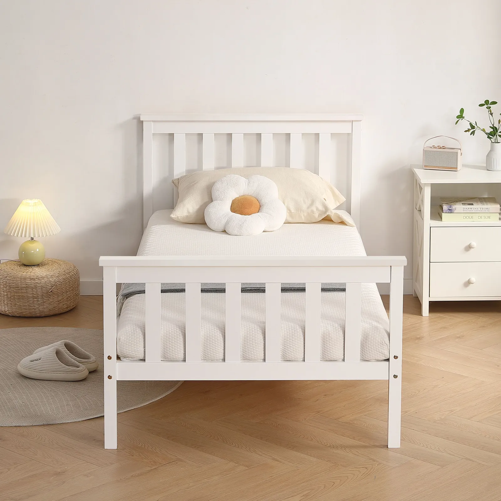 Comfy Living Ltd Modern Wooden Bed Frame in White 4