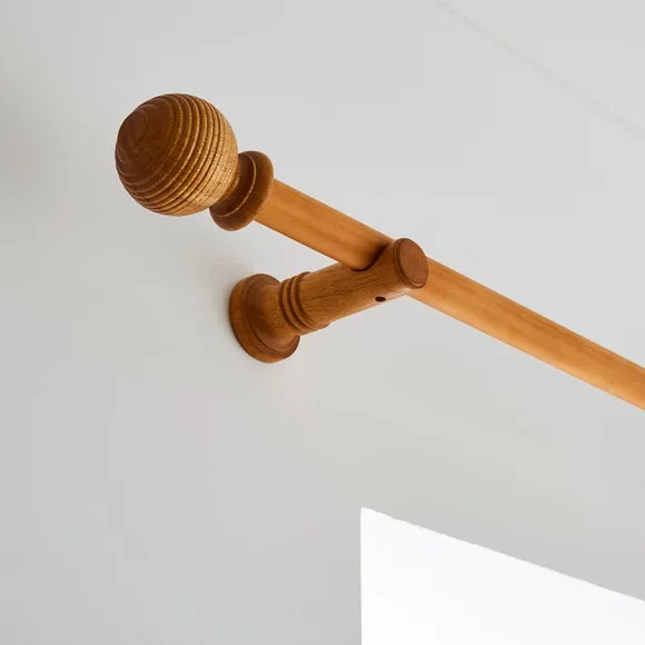 Ribbed Ball Wood Curtain Pole