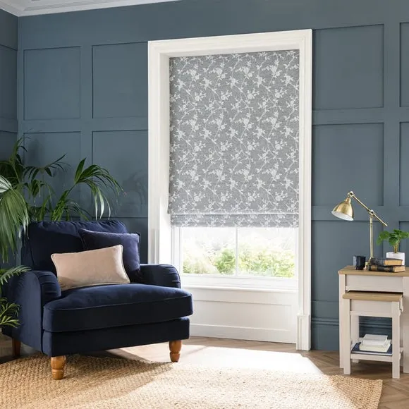 Floral Herringbone Thermal Roman Blind 1