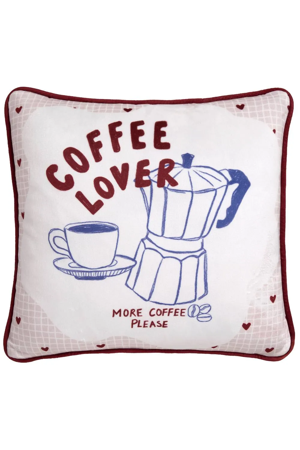 Fusion 'Coffee Club' Velvet Filled Cushion in Blue 3