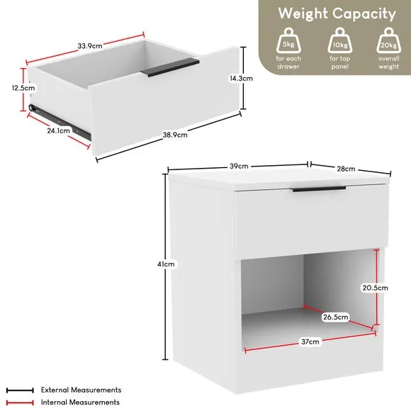 Hayes 1 Drawer Bedside Table 6