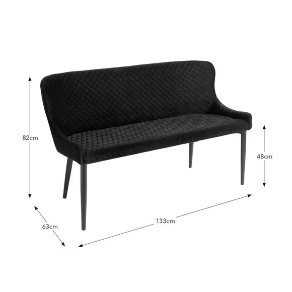 Montreal 2 Seater Dining Bench, Velvet, 133cm 6