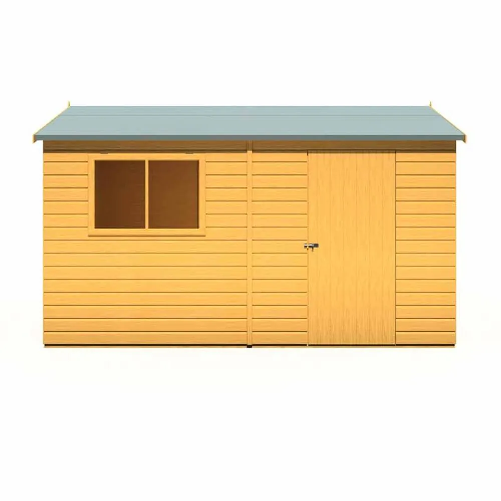 Shires Lewis 12 x 8 Feet Single Door Reverse Apex Style C Shed in Brown