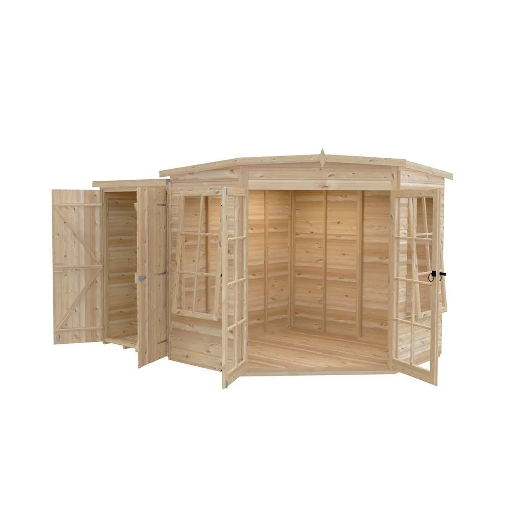 Shires Hampton 7 x 11 Feet with Side Shed - L119 x W205 x H190.3 cm in Light Tan 4