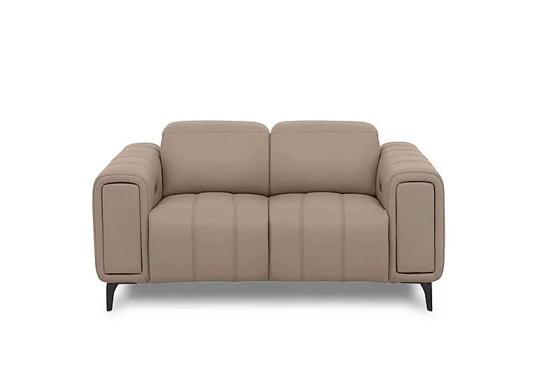 Elphaba Leather 2 Seater Power Recliner Sofa with Storage Arms - Barley Cat - Sofas and Armchairs