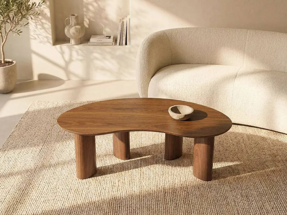 Vente-unique Walnut Veneer Coffee Table - Dark Natural - CALYNOR 3