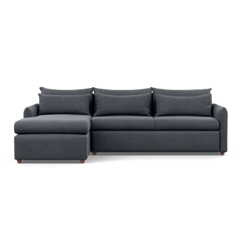 Heal's Pillow Large Left Hand Corner Chaise Linen Dark Grey Chestnut Stain