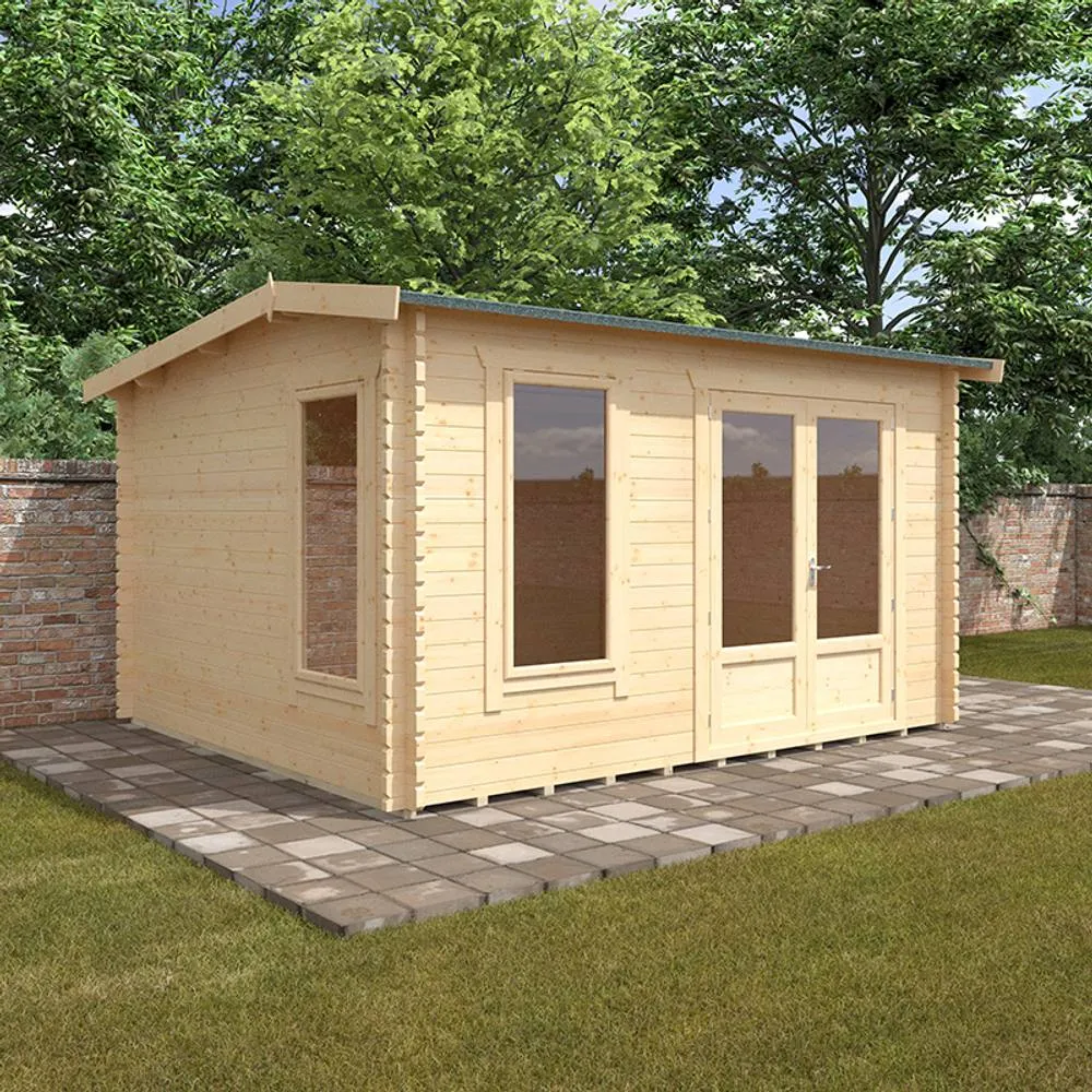 Buttercup Farm 14x12w The Longleat Plus 44mm Cabin - L415 x W355 x H247 cm in Natural 2