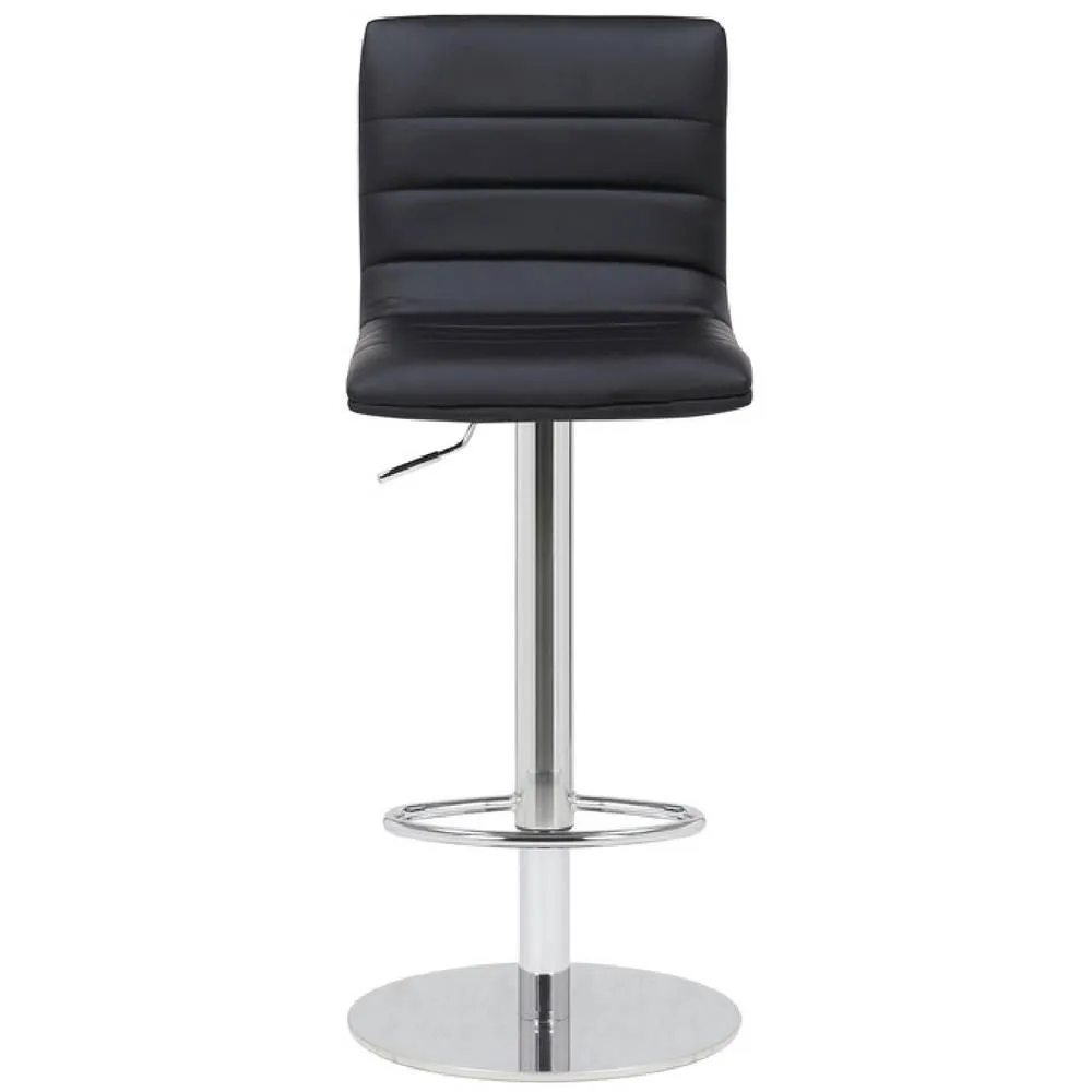 netfurniture Alpino Chrome Adjustable Bar Stool with Weighted Round Base in Black 2