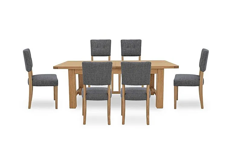 Augusta Large Rectangular Extending Dining Table and 6 Open Back Upholstered Chairs - Anthracite