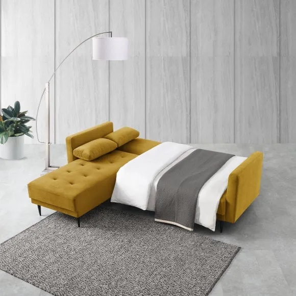Selma Velvet Corner Double Sofa Bed 3
