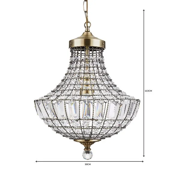Knightsbridge Crystal Antique Brass Chandelier 6
