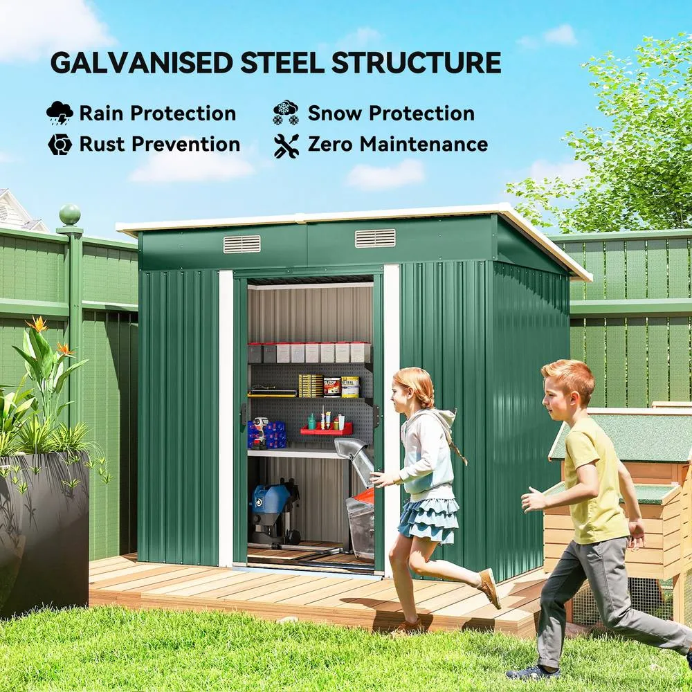 OUTSUNNY 7 x 4ft Outdoor Garden Storage Shed for Garden Green 4