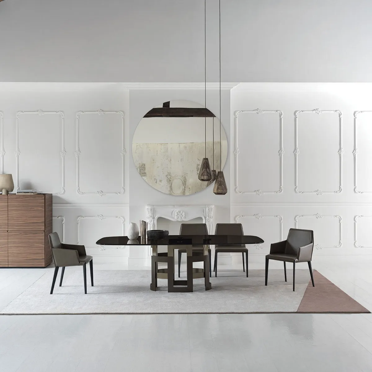 Bontempi Tondo Round Mirror, Round, White Glass | Barker & Stonehouse 2