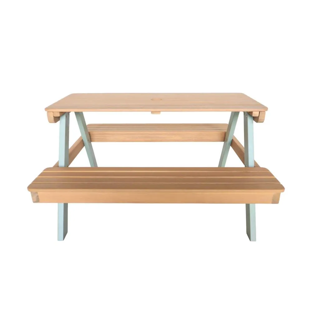 sweeek Children's picnic table, garden set in acacia wood 4-seater in Light Green 4